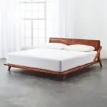 Walnut Bed With Real Leather