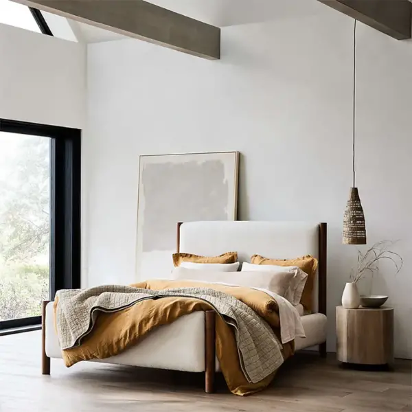 Golito Solid Oak Upholstered Bed