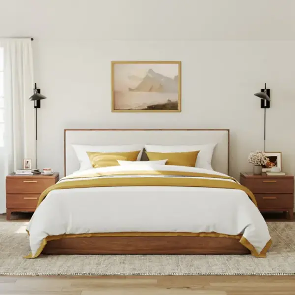 Ilana walnut Wooden Bed