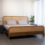 Lavish Wooden bed with rattan