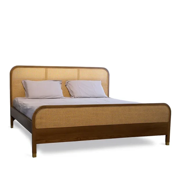Lavish Wooden bed with rattan