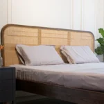 Lavish Wooden bed with rattan