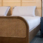 Lavish Wooden bed with rattan