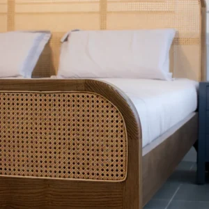 Lavish Wooden bed with rattan