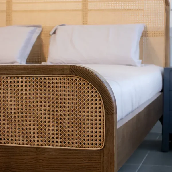 Lavish Wooden bed with rattan