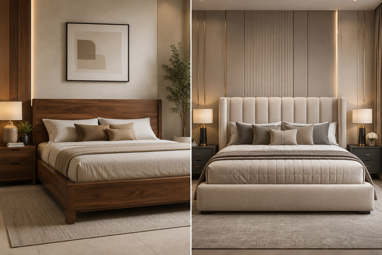 Wooden Bed vs Upholstered Bed