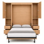HOC Compact Murphy Wall Bed with Side Storage Cabinets