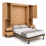 HOC Compact Murphy Wall Bed with Side Storage Cabinets