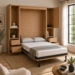 HOC Compact Murphy Wall Bed with Side Storage Cabinets
