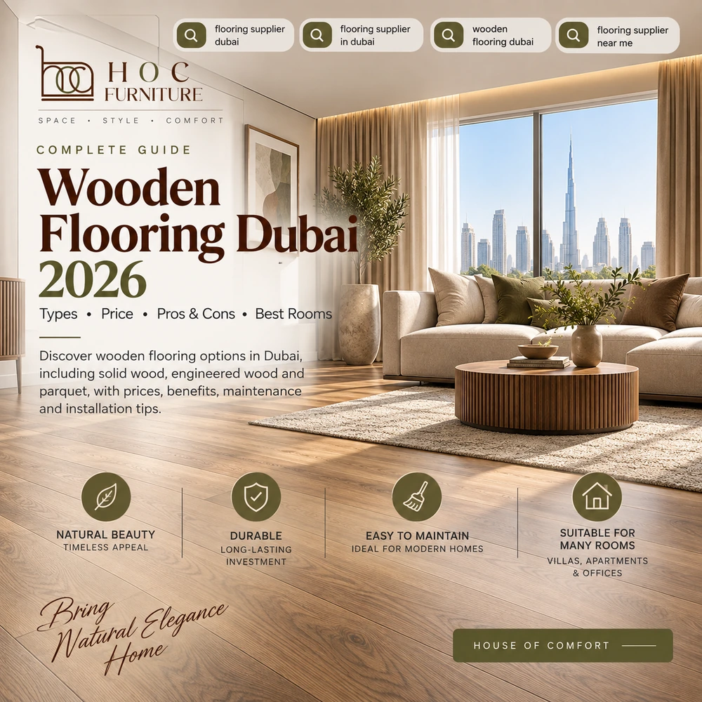 Flooring supplier Dubai wooden flooring and professional installation by HOC Furniture Al Quoz