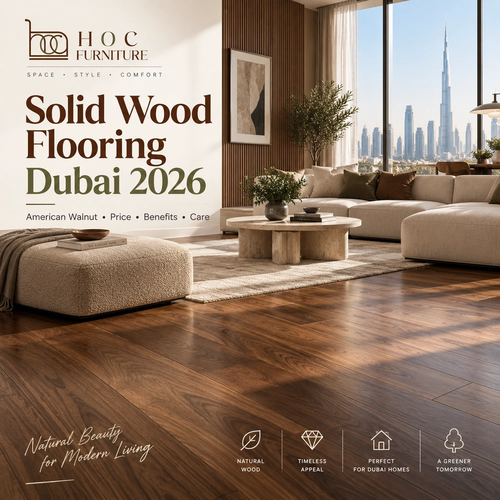 American Walnut solid wood flooring Dubai 2026 price benefits and care guide by HOC Furniture
